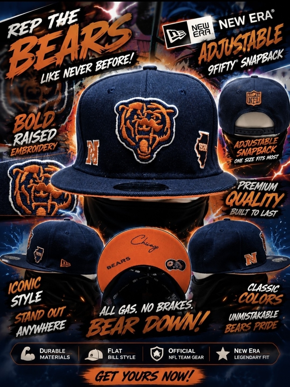 New Era Navy and Orange Chicago Bears Snapback Hat